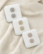 14K Square Rounded Diamond Baguette Rows Earrings styled photo