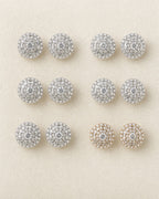 14K Gold 3D Circle Halo Diamond Baguette Earrings styled photo