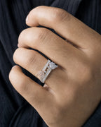 Male model wearing 14K Diamond Baguette Flower Ring