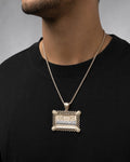 Male model wearing 10K Last Supper Pendant - 1.3"