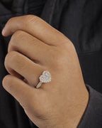 Male model wearing 14K Diamond Baguette Heart Ring