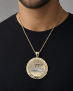 Male model wearing 10K Last Supper Pendant - 2.5"