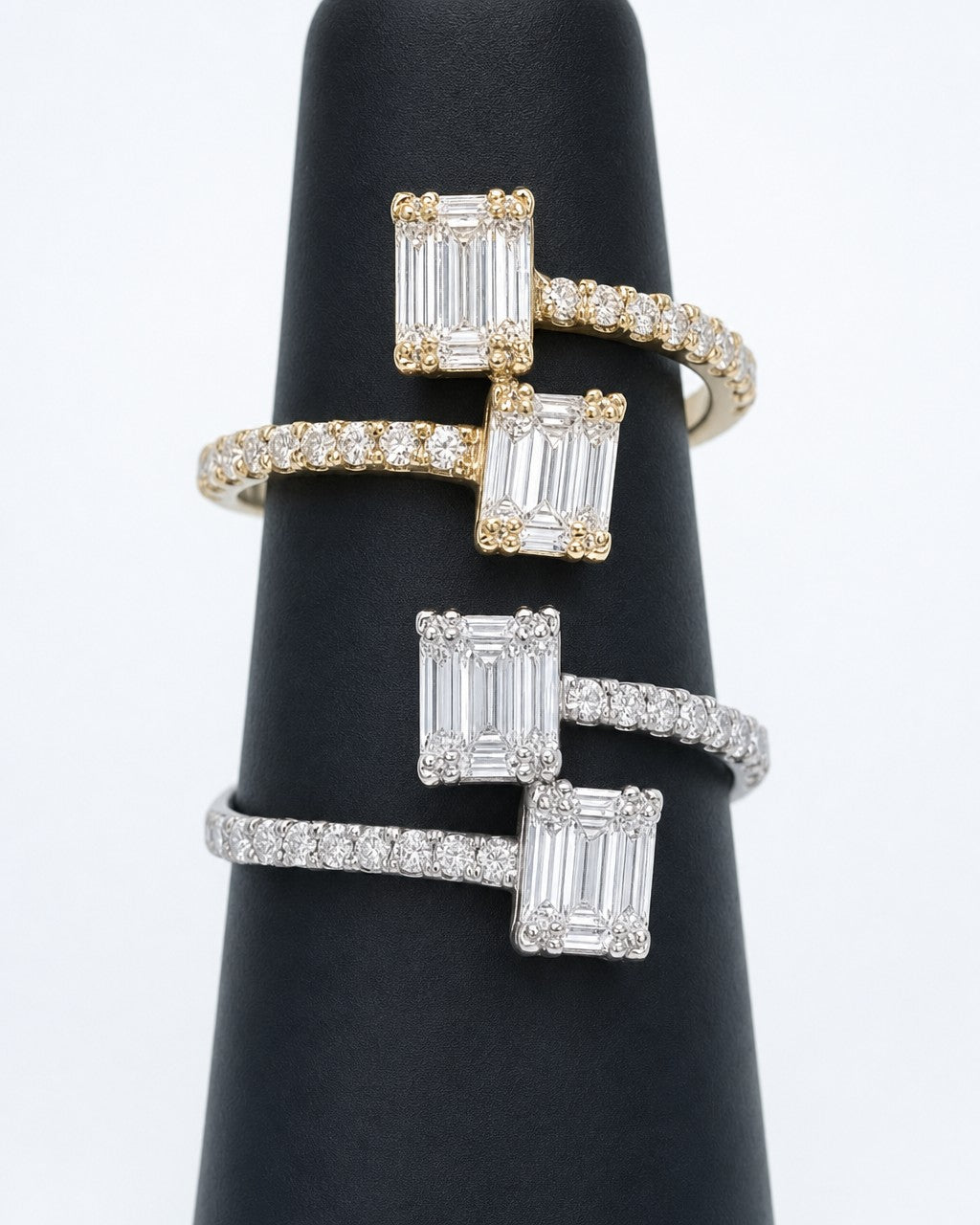 14K Diamond Baguette Double Claw Ring styled photo