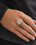 Male model wearing 14K Jumbo Square Diamond Ring