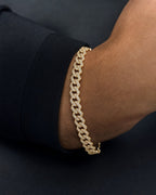 Male model wearing 10K 5MM Cuban Link Diamond Bracelet 7"