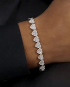 Male model wearing 10K 9MM Heart Diamond Baguette Bracelet 7.5"