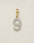 14k Number 9 Diamond Pendant styled photo