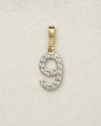 14k Number 9 Diamond Pendant styled photo
