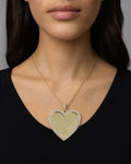 Female model wearing 14K Heart Diamond Picture Photo Pendant