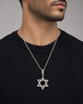 Male model wearing 14k Star of David Pendant