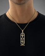 Male model wearing 14K Cathedral Diamond Pendant