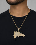 Male model wearing 14k Dominican Republic Pendant