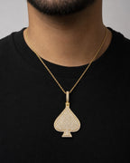 Male model wearing 14K Spade Diamond Pendant