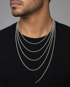 Male model wearing 10K 3.4MM Rope Chain in White Gold 16-24"