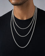 Male model wearing 10K 4.0MM Rope Chain in White Gold 18-24"