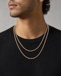 Male model wearing 10K 4.6MM Rope Chain in Rose Gold 20-22"