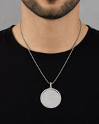 Male model wearing Circle Picture Diamond Pendant