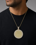 Male model wearing Circle Picture Diamond Baguette Pendant