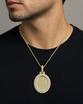 Male model wearing Oval Picture Diamond Pendant 2.2ct