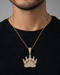 Male model wearing Wolf Paw Pendant