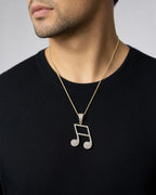 Male model wearing Sixteenth Music Note Pendant