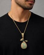 Male model wearing Money Bag Pendant