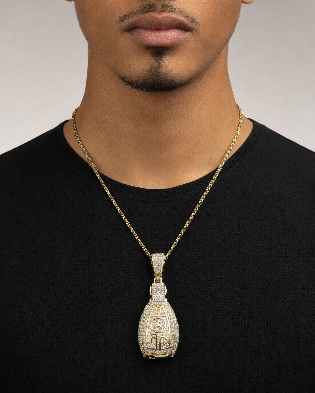 Male model wearing Car Key Pendant