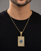 Male model wearing Ace of Spades Playing Card Pendant