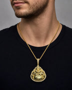 Male model wearing Buddha Pendant 0.7ct