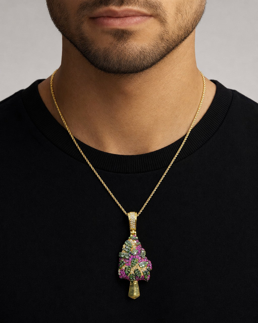 Male model wearing Weed Plant Pendant