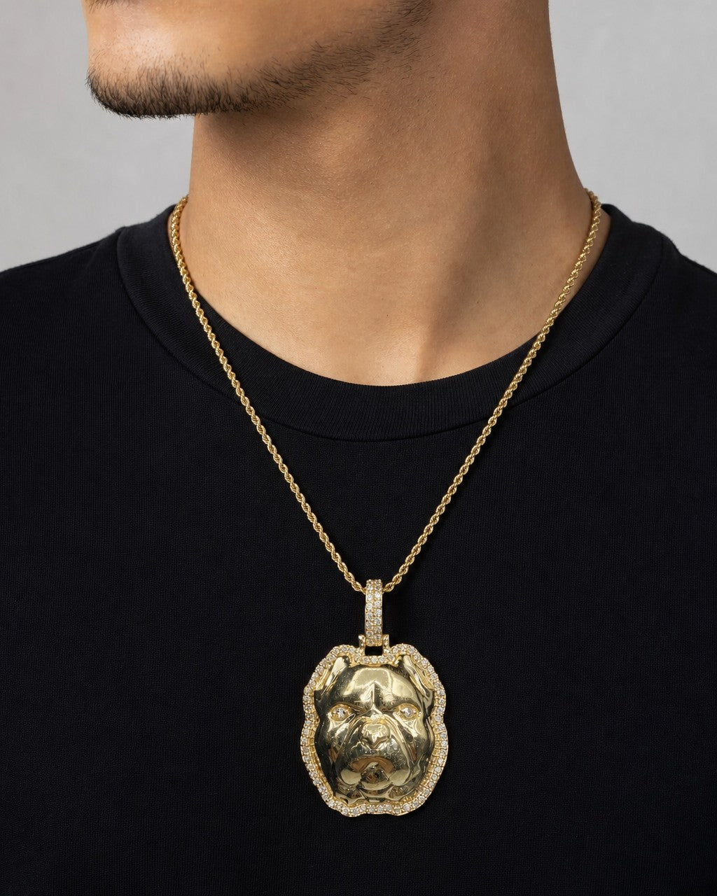 Male model wearing Pitbull Pendant