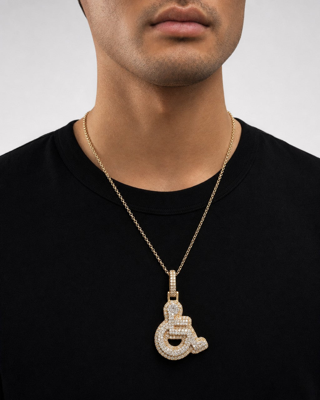 Male model wearing Disabled Wheelchair Handicap Pendant 1.0ct