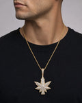Male model wearing Weed Cannabis Pendant 1.6ct