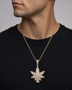Male model wearing Weed Cannabis Pendant 1.6ct