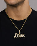 Male model wearing Love Name Pendant