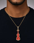 Male model wearing Red Guitar Pendant