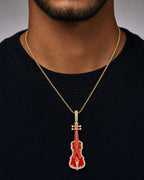 Male model wearing Red Guitar Pendant