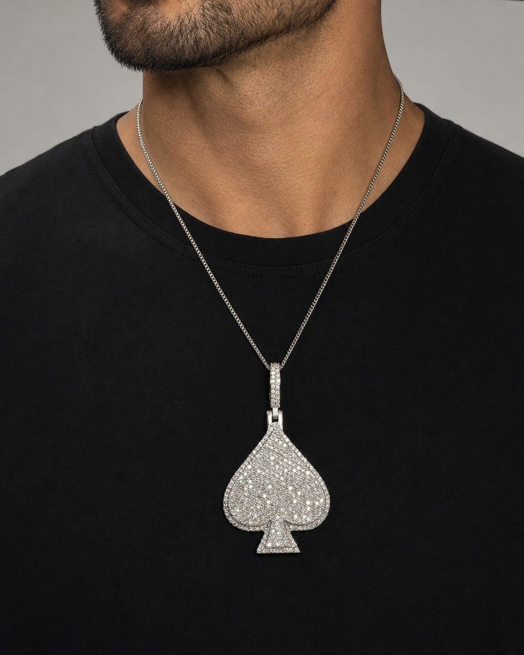 Male model wearing Spade Pendant