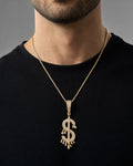 Male model wearing Dollar Sign Pendant