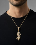Male model wearing Dollar Sign Pendant