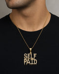 Male model wearing Self Paid Diamond Pendant
