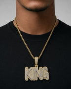 Male model wearing King Name Pendant