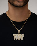 Male model wearing Trap Name Pendant