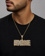 Male model wearing Finesse Name Pendant