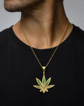 Male model wearing Green Weed Pendant
