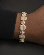 Male model wearing 14K Spiritual Bangle Diamond Baguette Ring