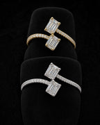 14K Rectangle Diamond Baguette Bangle Ring styled photo