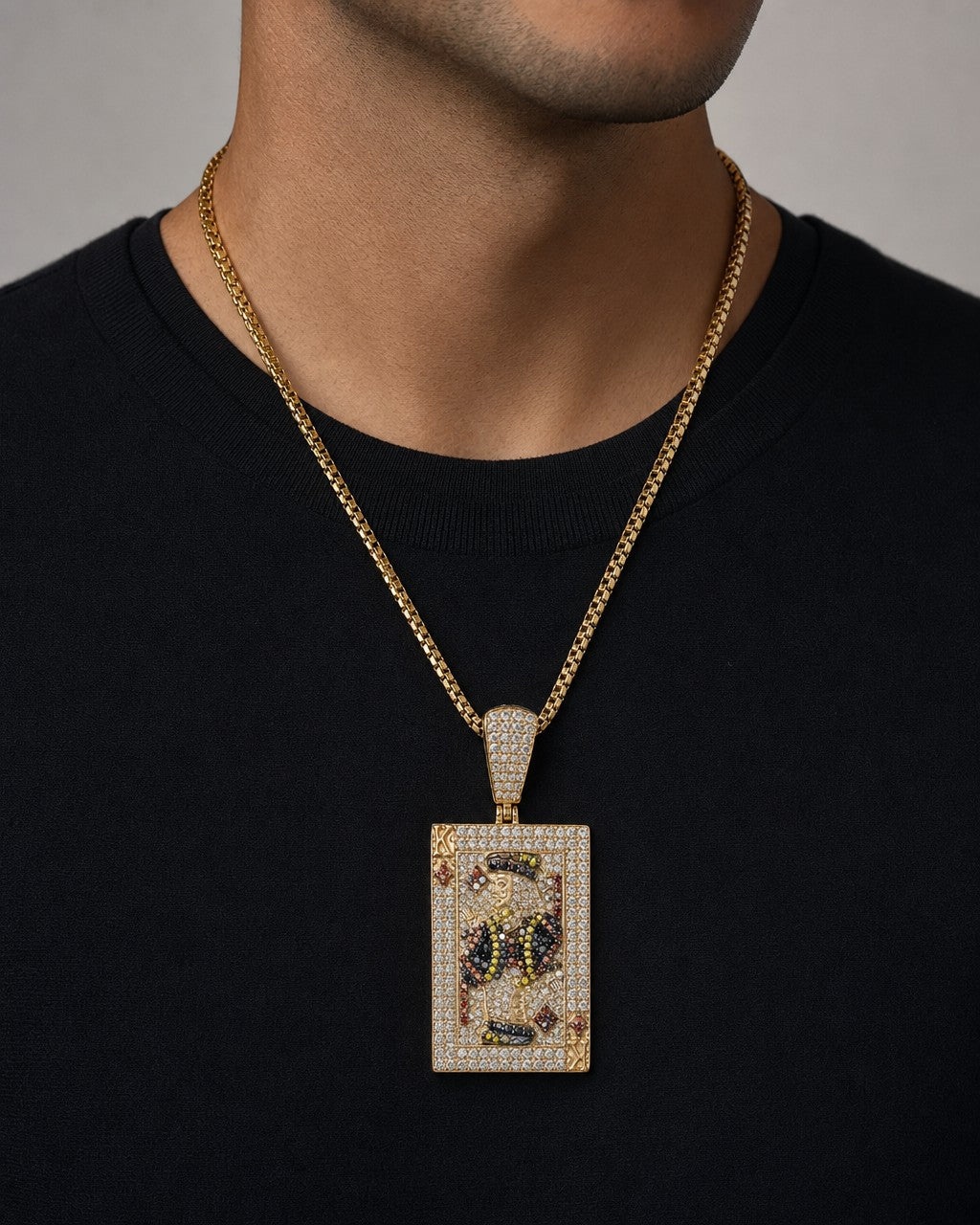 Male model wearing King Playing Card Pendant 2.0ct