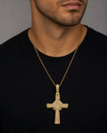 Male model wearing 10K Diamond Cross Pendant