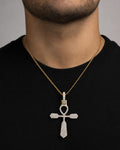 Male model wearing 10K Daily Ankh Diamond Pendant